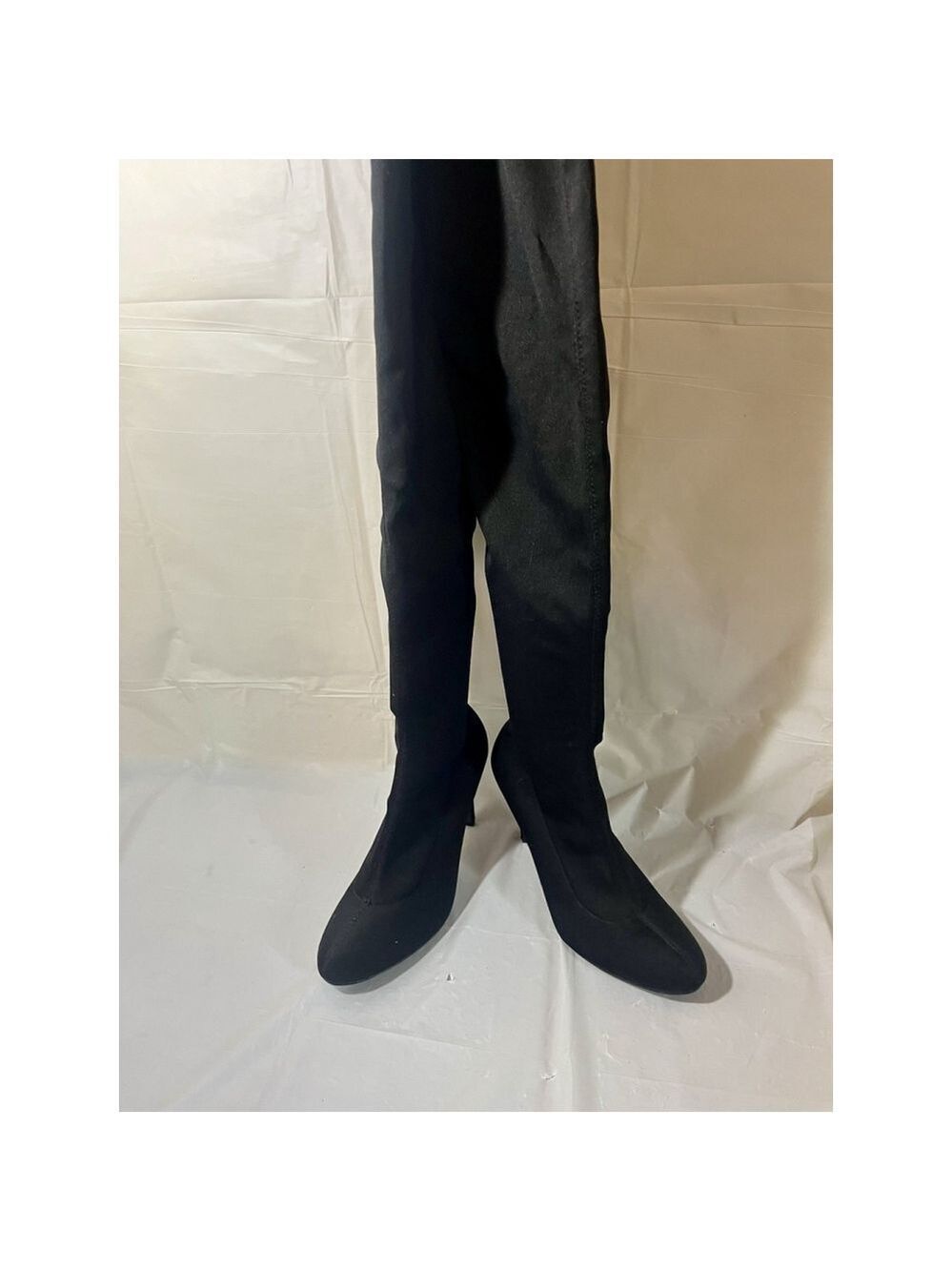 Colin Stuart Black Leather Over-the-Knee High Heel fabric Boots Size 7.5 M